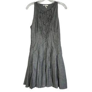 Do + Be sleeveless fit & flare gray dress with ruffled detailing, size Large